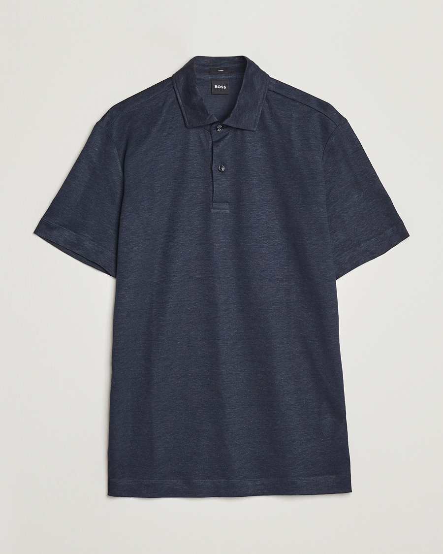 Uomini | Polo | BOSS BLACK | Press Linen Polo Dark Blue