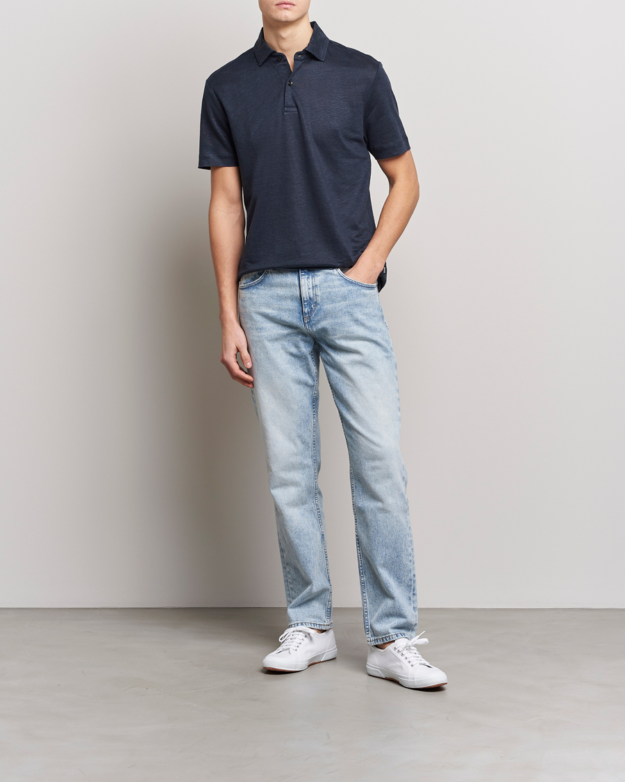 Uomini | Polo | BOSS BLACK | Press Linen Polo Dark Blue