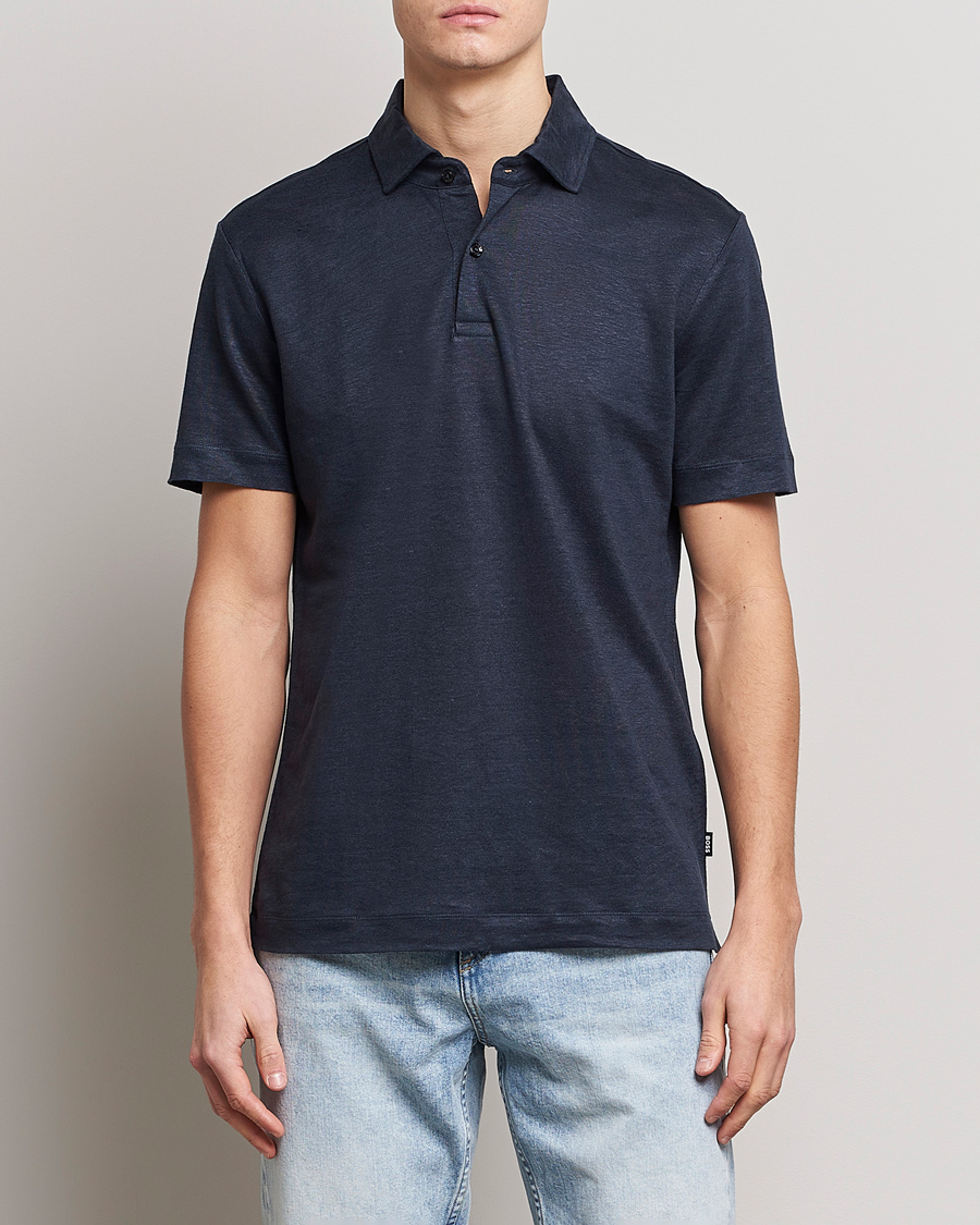Uomini | Polo | BOSS BLACK | Press Linen Polo Dark Blue