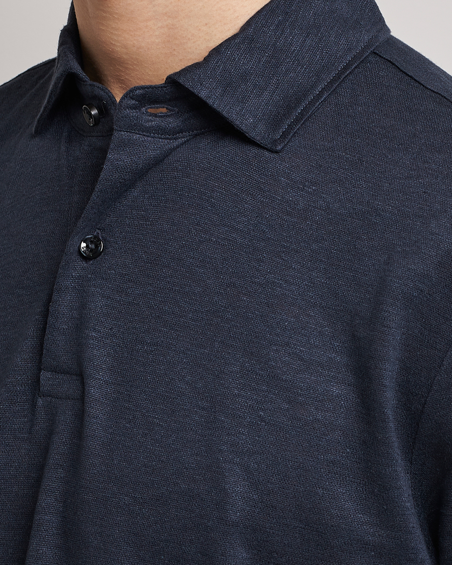 Uomini | Polo | BOSS BLACK | Press Linen Polo Dark Blue