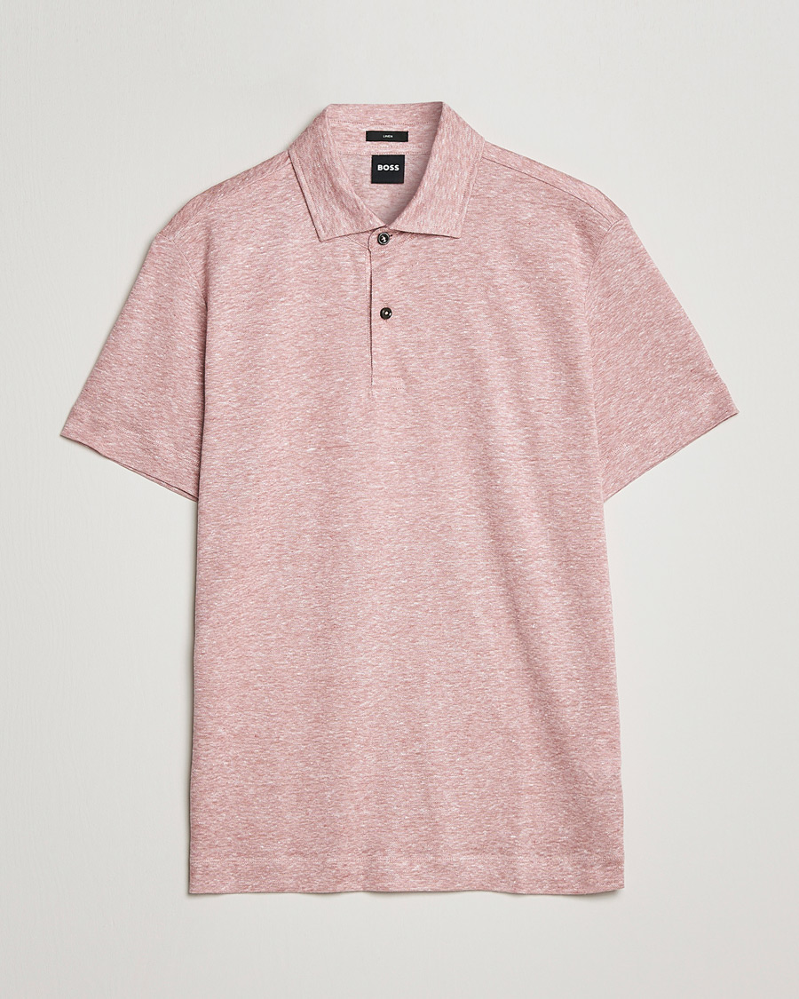 Uomini | Polo | BOSS BLACK | Press Linen Polo Open Pink