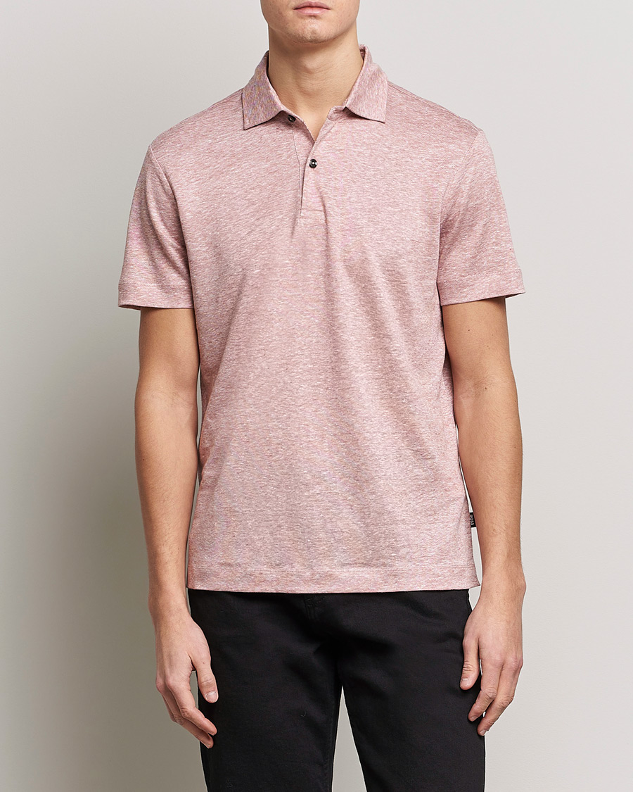 Uomini | Polo | BOSS BLACK | Press Linen Polo Open Pink
