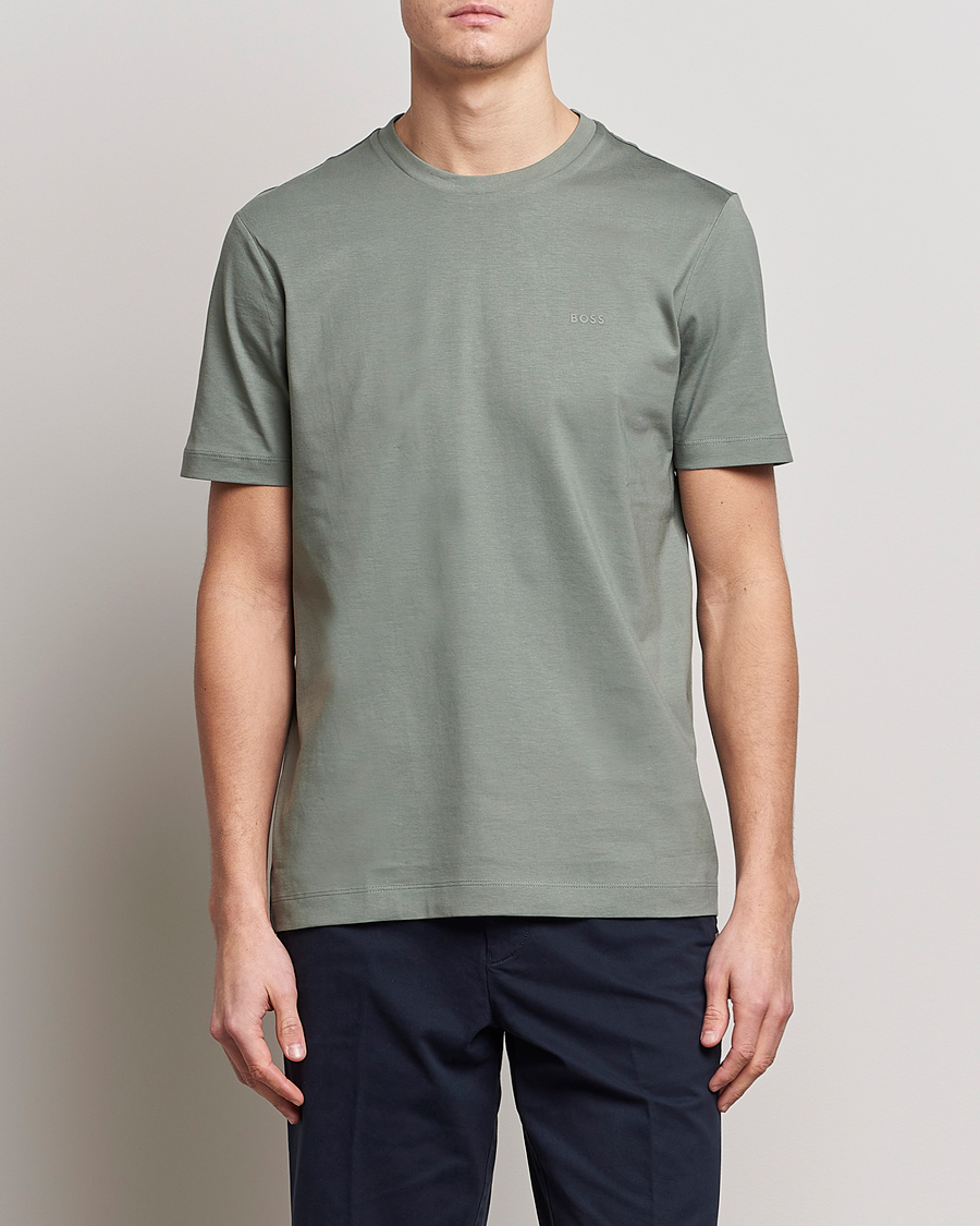 Uomini | T-shirt | BOSS BLACK | Thompson Logo Crew Neck T-Shirt Open Green