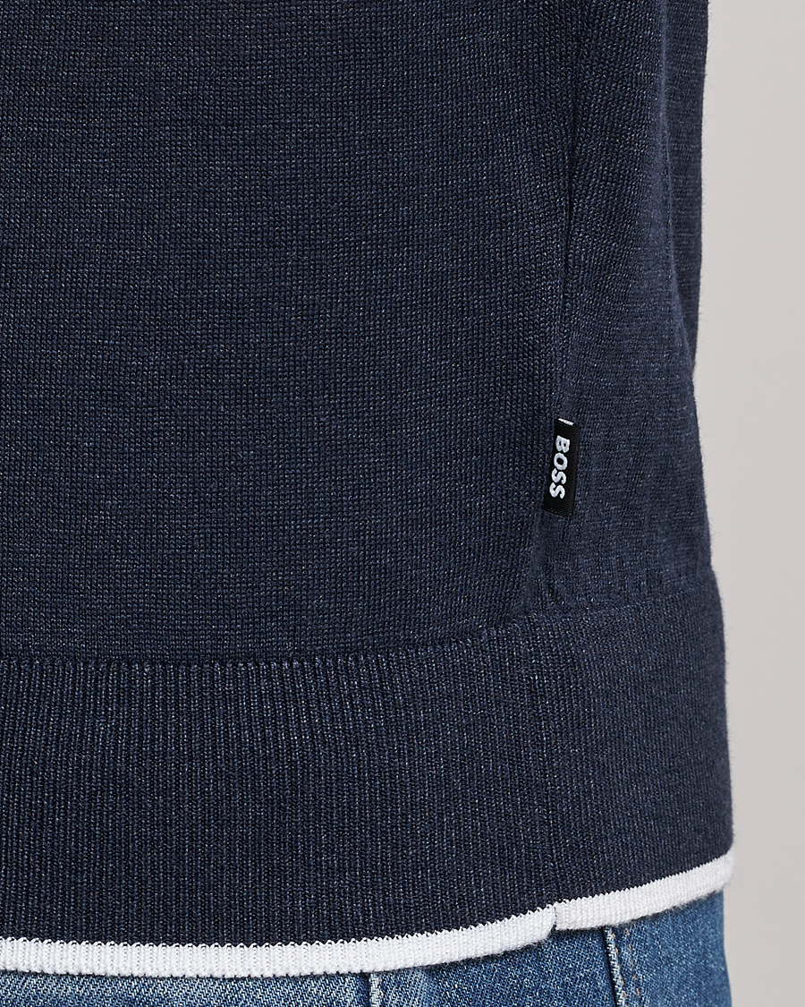 Uomini | T-shirt | BOSS BLACK | Giacco Knitted Crew Neck T-Shirt Dark Blue
