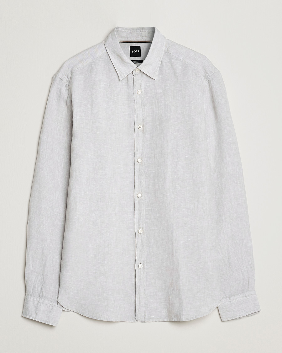 Uomini | Camicie | BOSS BLACK | Liam Linen Shirt Light Grey
