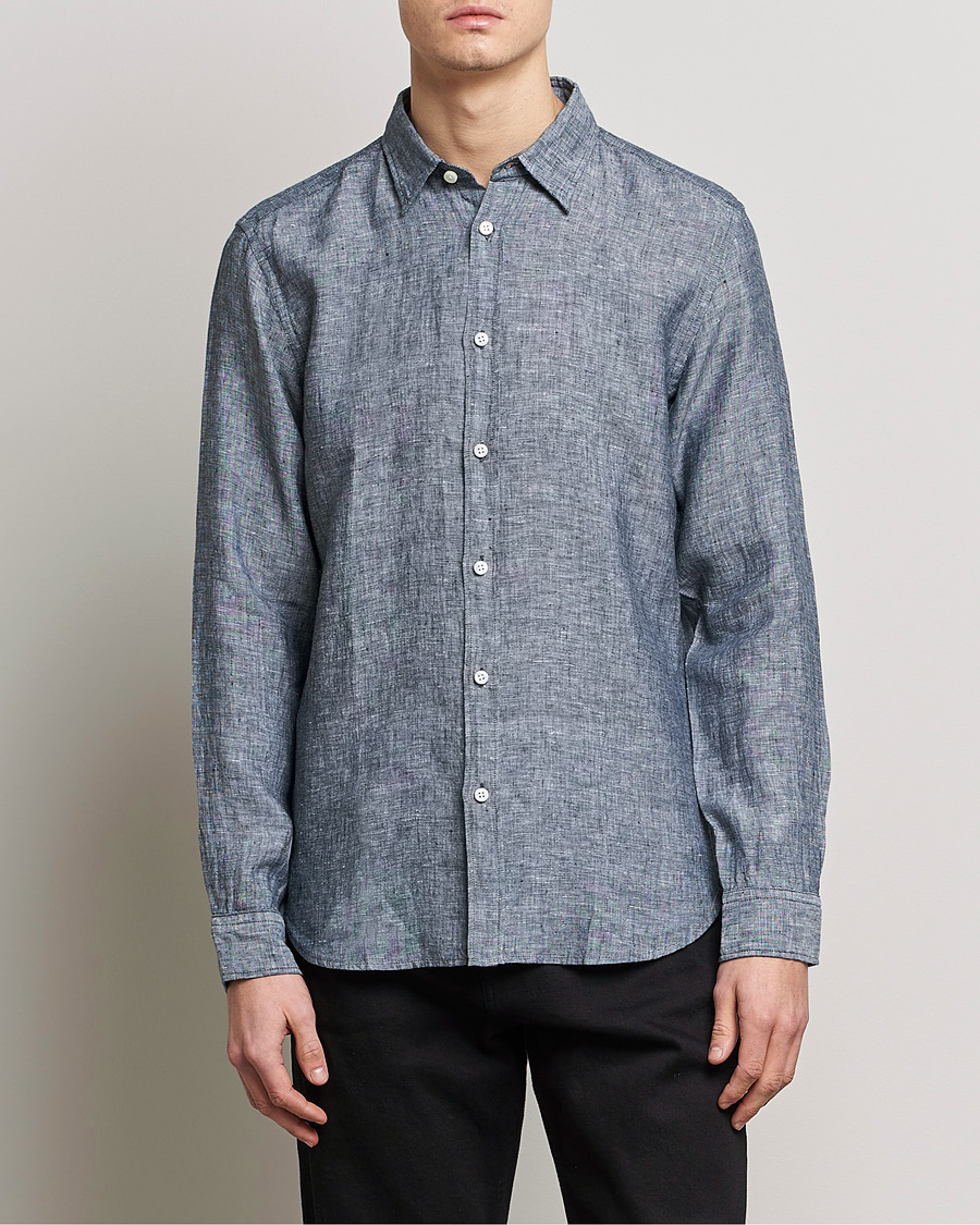 Uomini | Camicie | BOSS BLACK | Liam Linen Shirt Dark Blue