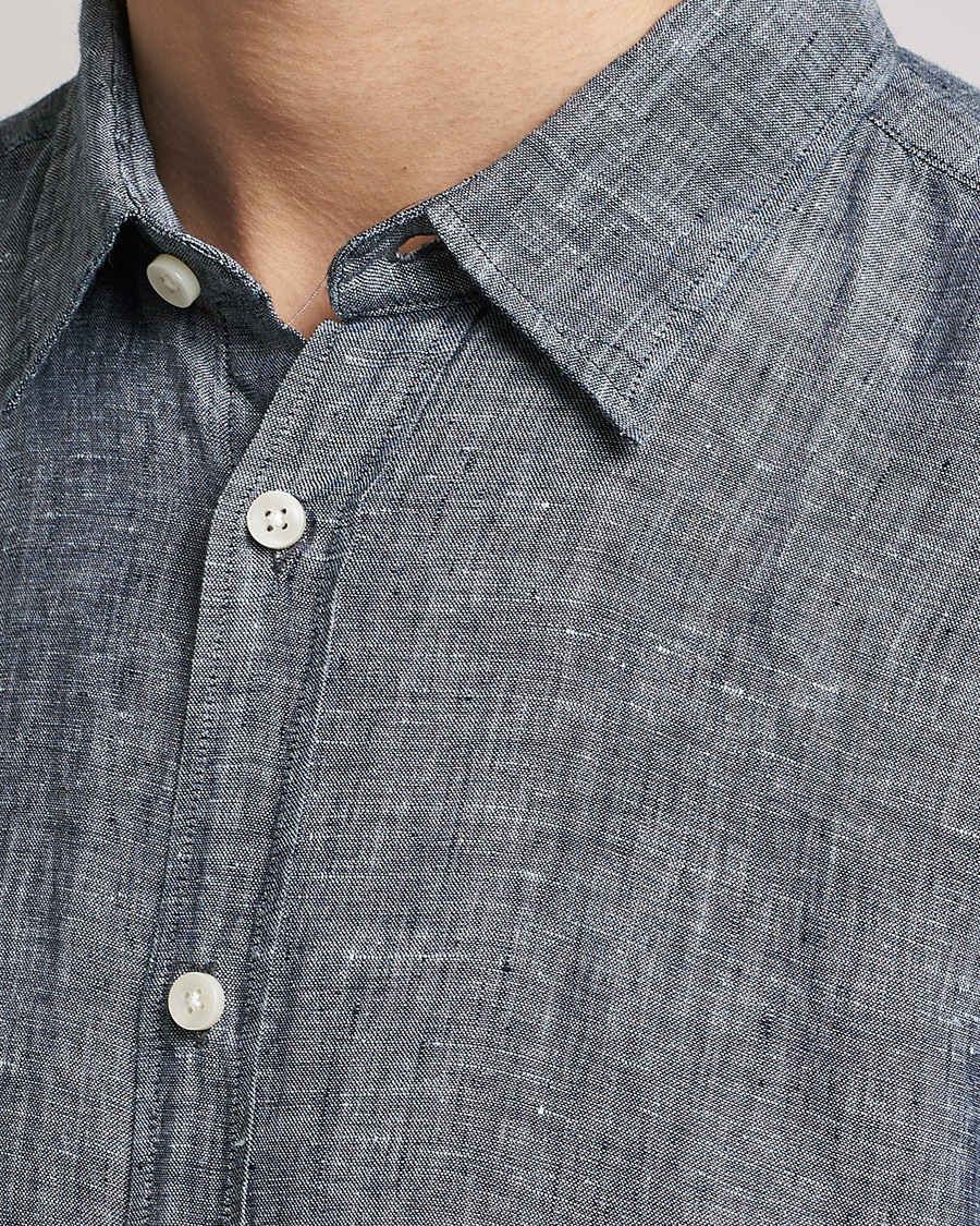 Uomini | Camicie | BOSS BLACK | Liam Linen Shirt Dark Blue