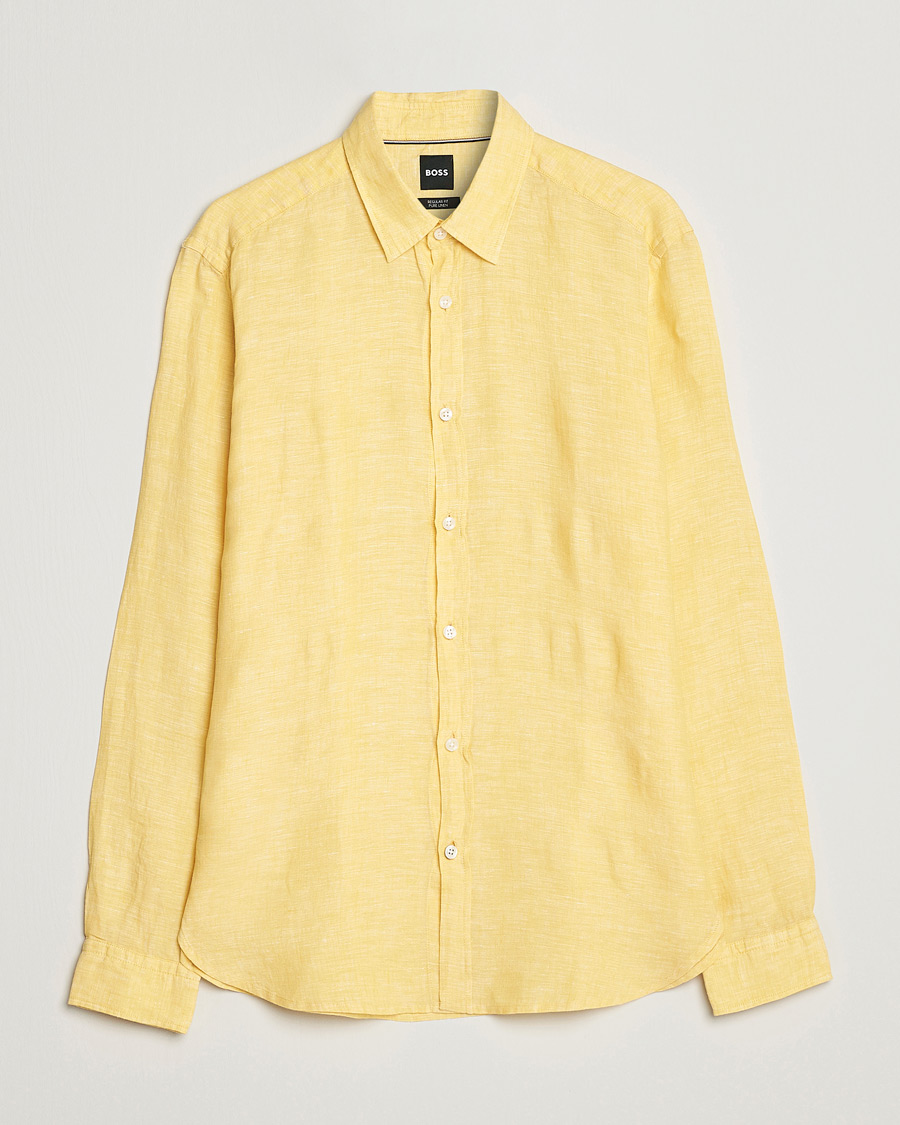 Uomini | Camicie | BOSS BLACK | Liam Linen Shirt Bright Yellow