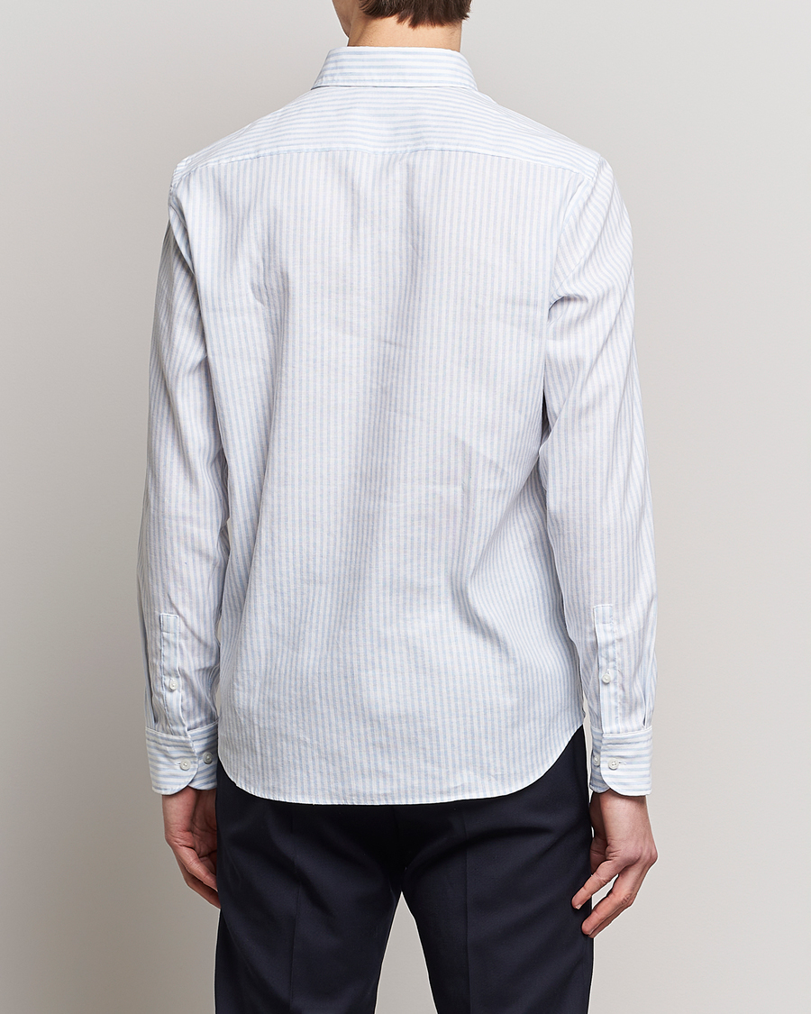 Uomini | Camicie | BOSS BLACK | Hal Cotton/Linen Striped Shirt Pastel Blue