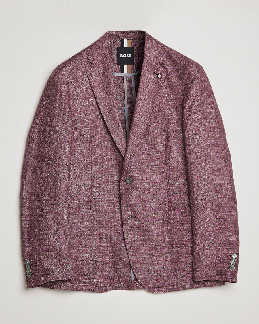 Uomini | Blazers | BOSS BLACK | Hanry Linen/Wool Blazer Dark Red