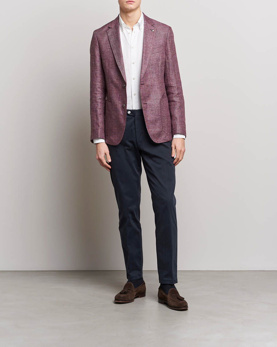 Uomini | Blazers | BOSS BLACK | Hanry Linen/Wool Blazer Dark Red