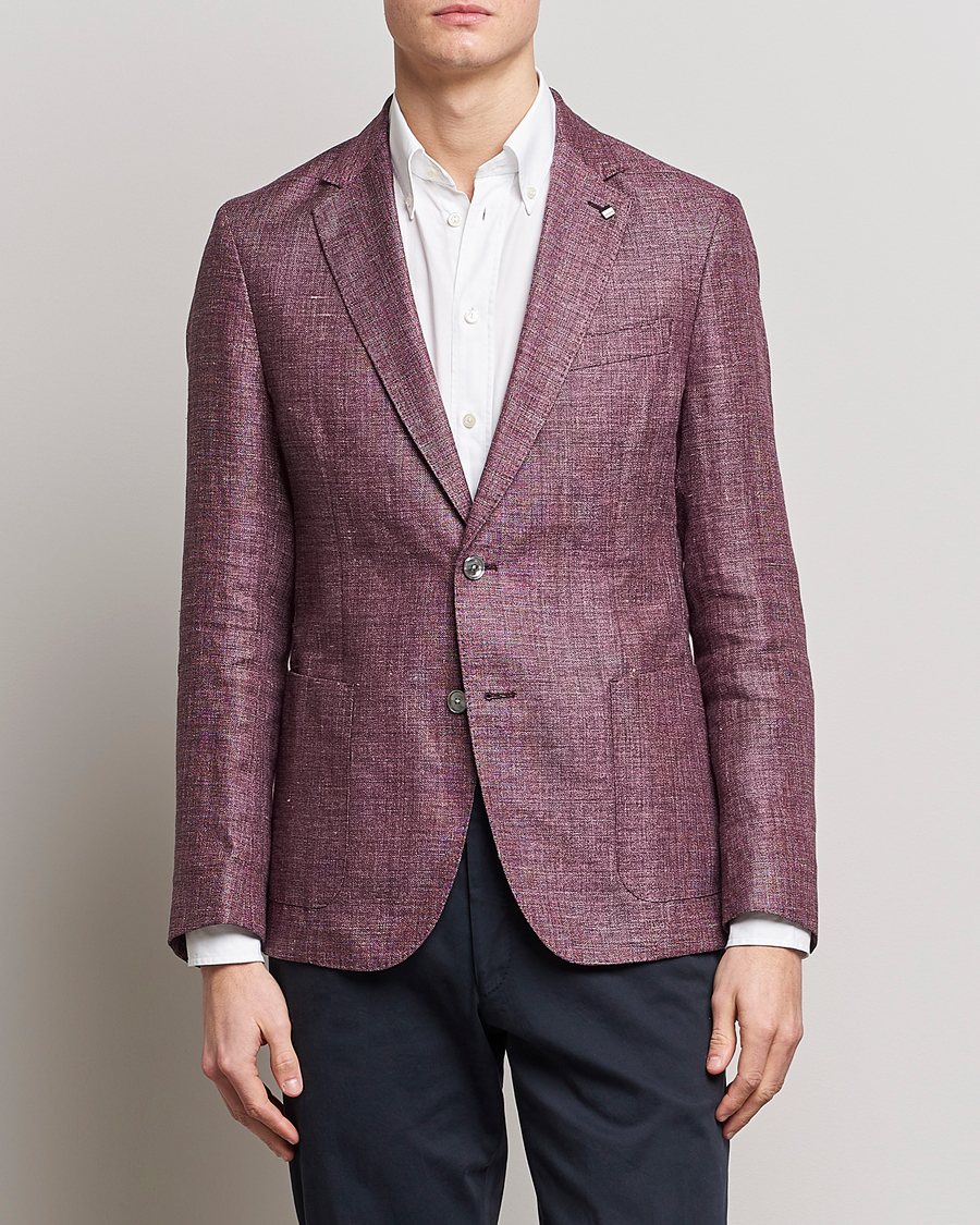 Uomini | Blazers | BOSS BLACK | Hanry Linen/Wool Blazer Dark Red