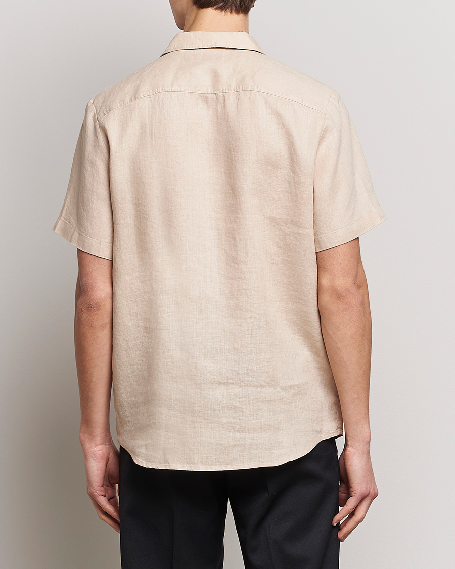 Uomini | Camicie | HUGO | Ellino Linen Resort Collar Short Sleeve Shirt Beige