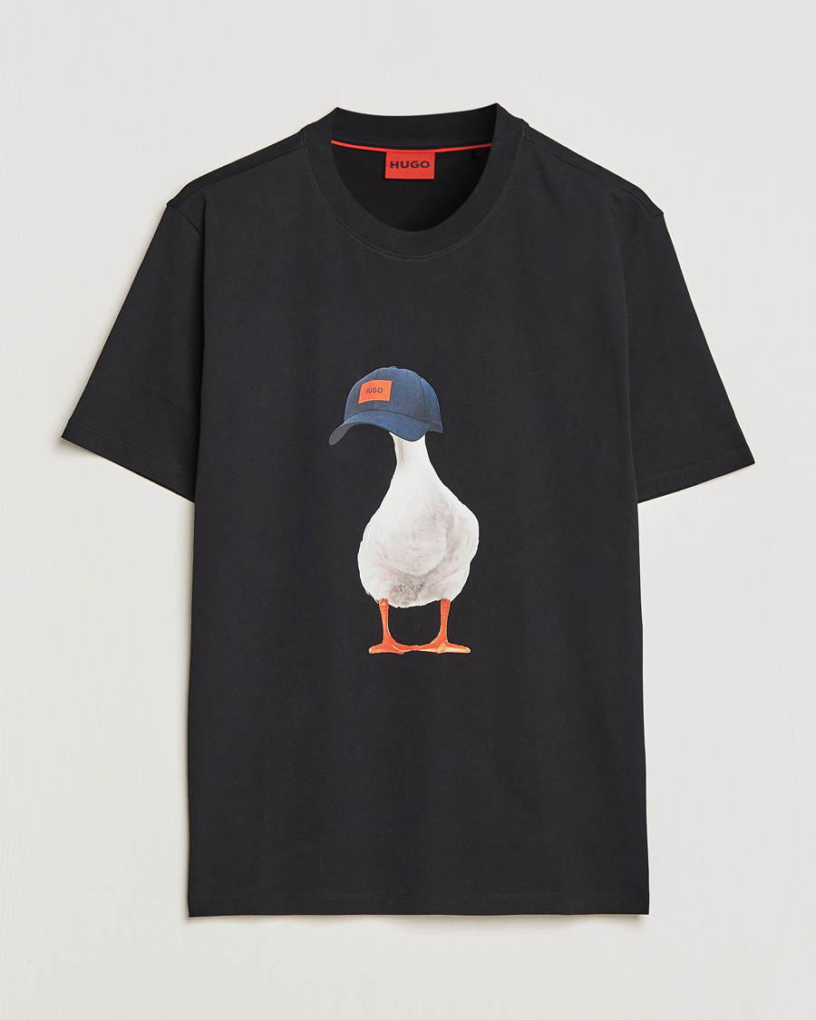 Uomini | T-shirt | HUGO | Ducky Printed Crew Neck T-Shirt Black