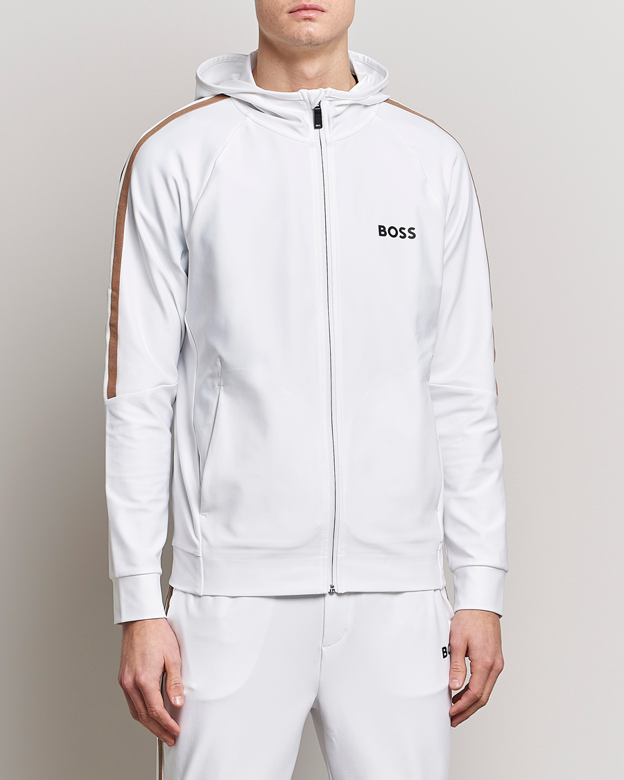 Uomini | Maglieria | BOSS GREEN | Sicon Performance Full-Zip Hoodie White