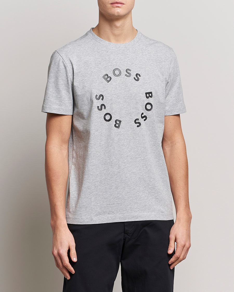 Uomini | T-shirt | BOSS GREEN | Circle Logo Crew Neck T-Shirt Light Grey