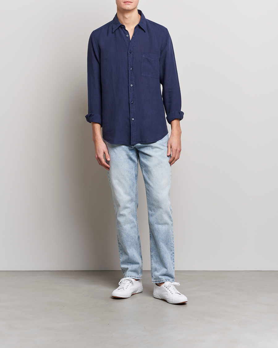 Uomini | Camicie | BOSS ORANGE | Relegant Linen Shirt Navy