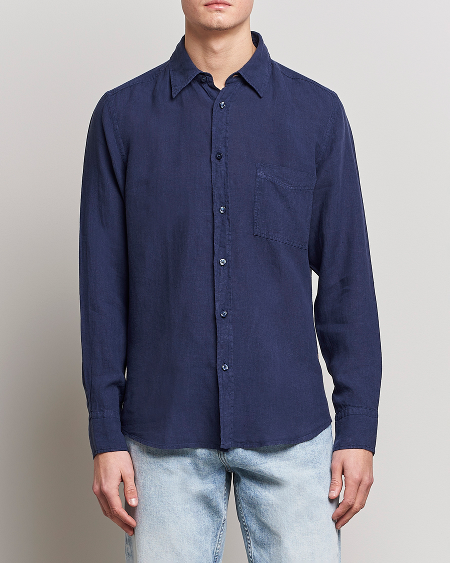 Uomini | Camicie | BOSS ORANGE | Relegant Linen Shirt Navy