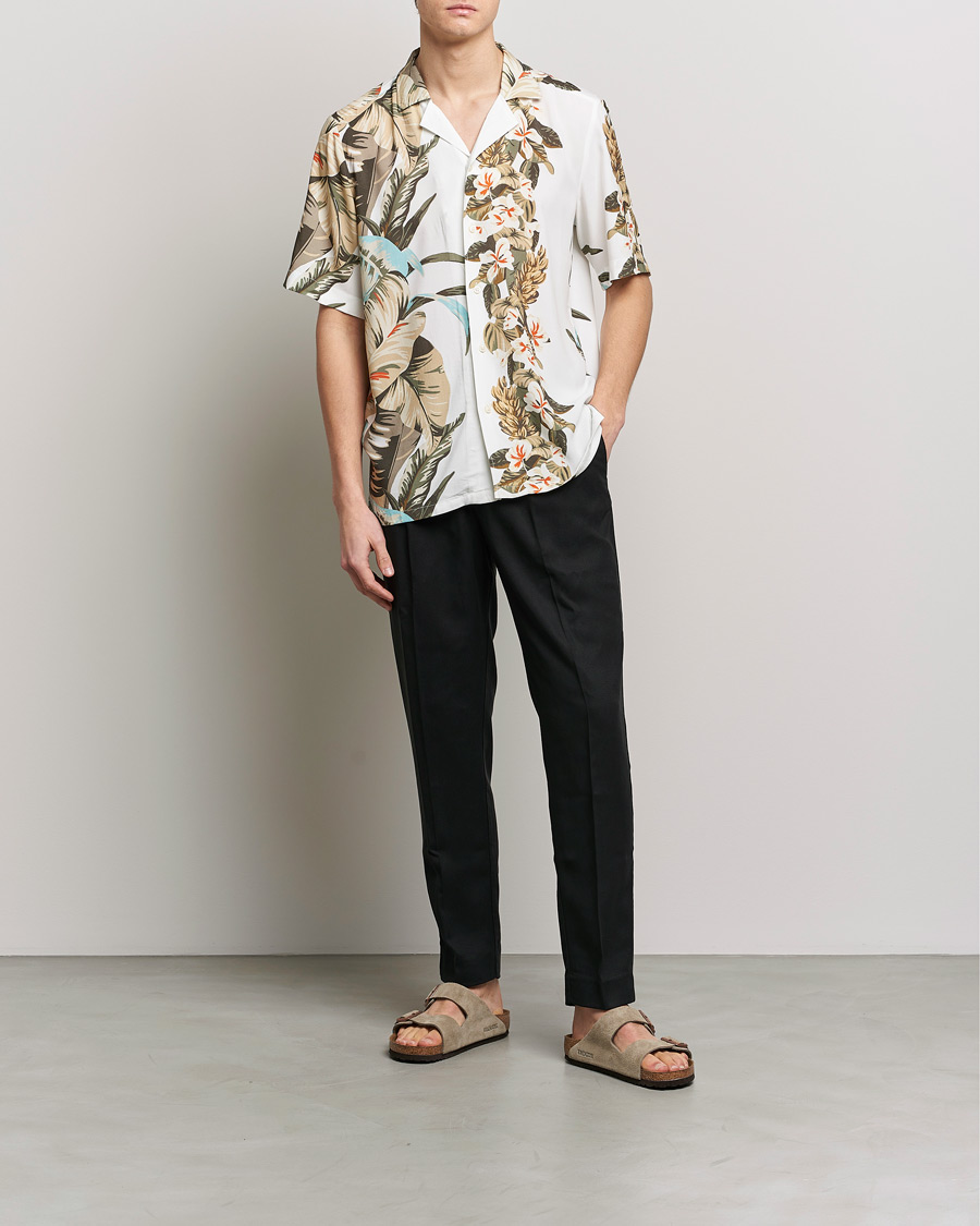 Uomini | Camicie | BOSS ORANGE | Rayer Resort Collar Printed Short Sleeve Shirt Whi