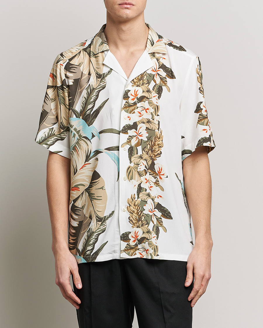 Uomini | Camicie | BOSS ORANGE | Rayer Resort Collar Printed Short Sleeve Shirt Whi