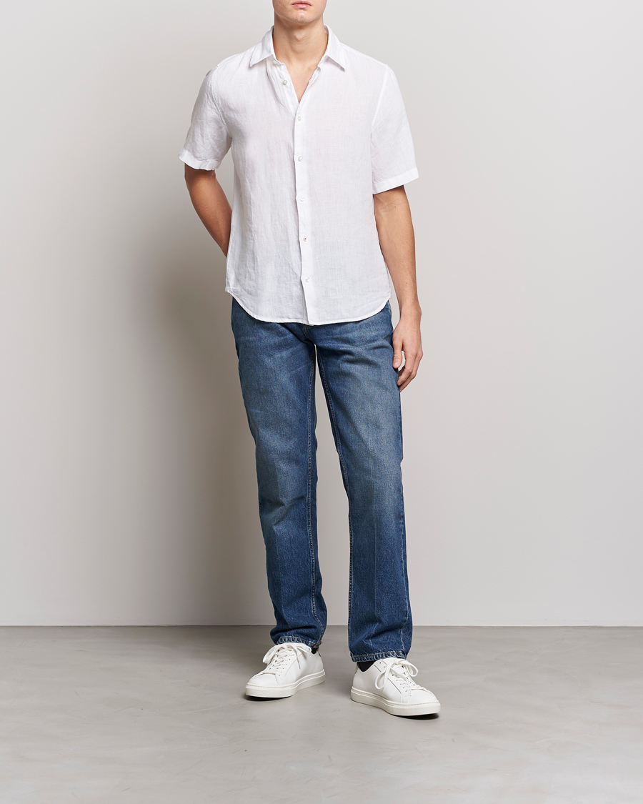 Uomini | Camicie | BOSS ORANGE | Rash Linen Short Sleeve Shirt White
