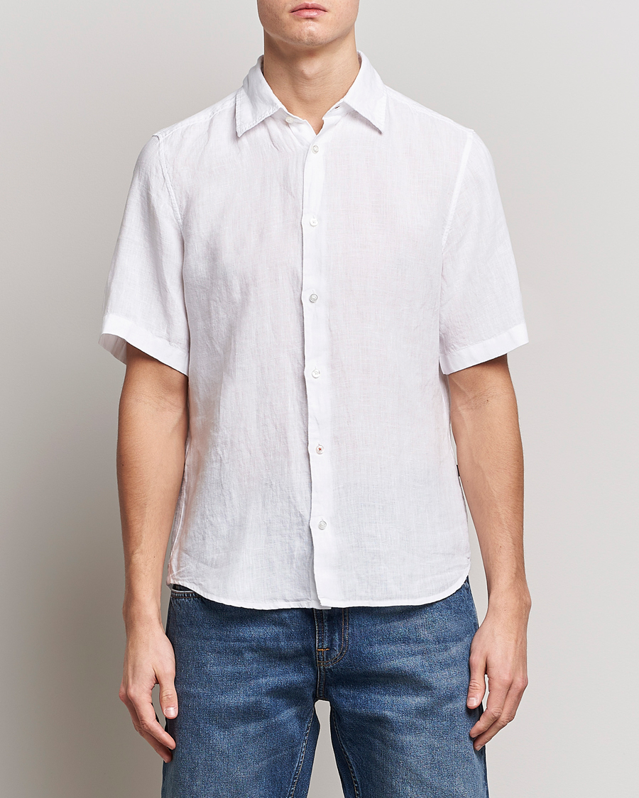 Uomini | Camicie | BOSS ORANGE | Rash Linen Short Sleeve Shirt White