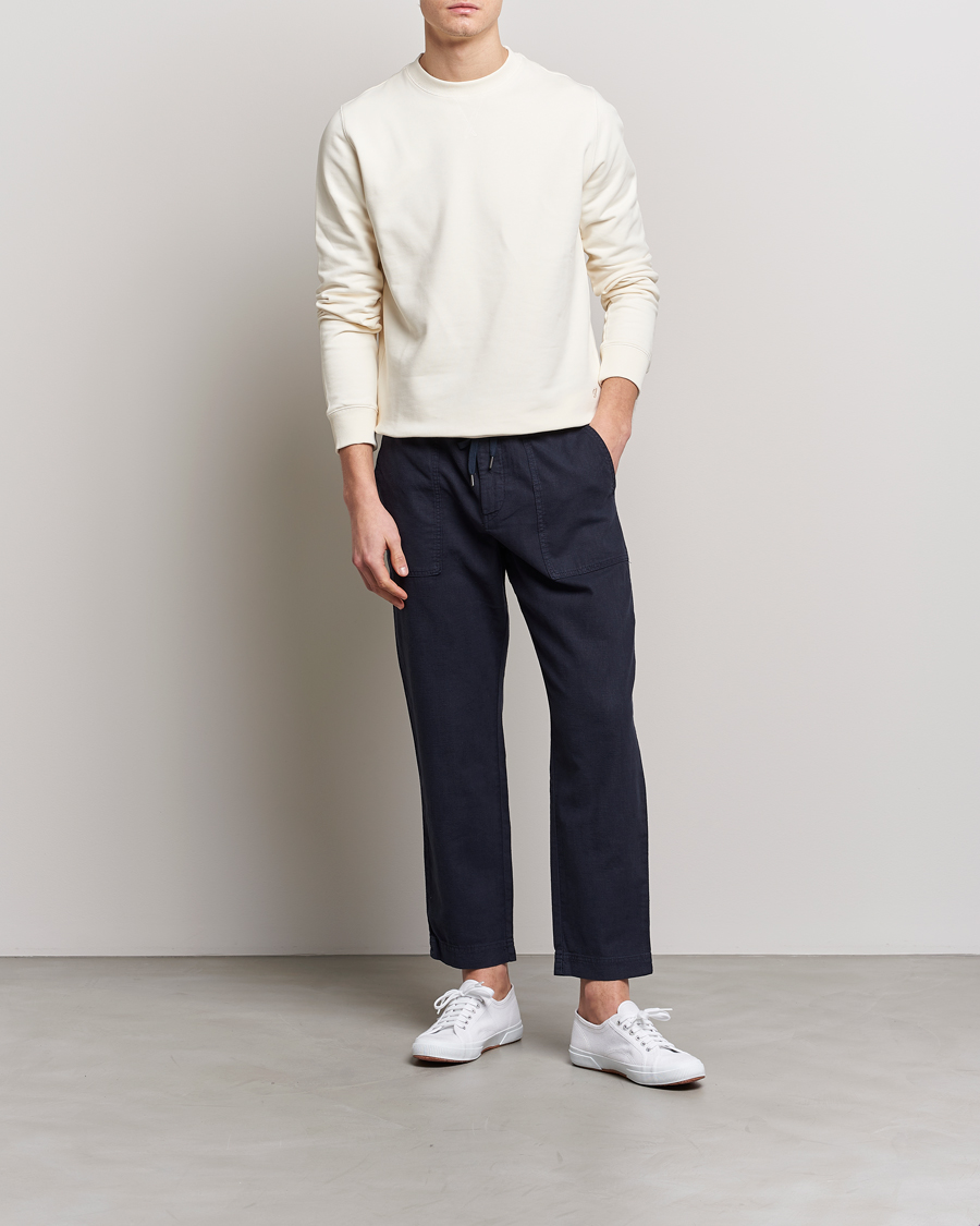 Uomini | Pantaloni | BOSS ORANGE | Sisla Cotton/Linen Drawstring Pants Dark Blue