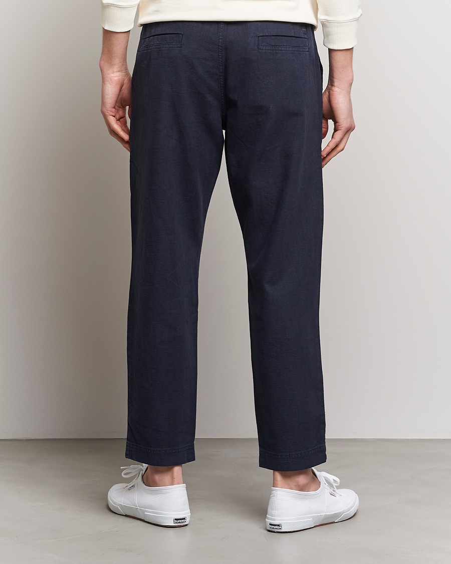 Uomini | Pantaloni | BOSS ORANGE | Sisla Cotton/Linen Drawstring Pants Dark Blue
