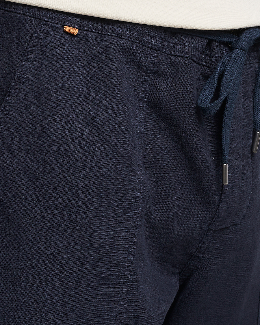 Uomini | Pantaloni | BOSS ORANGE | Sisla Cotton/Linen Drawstring Pants Dark Blue