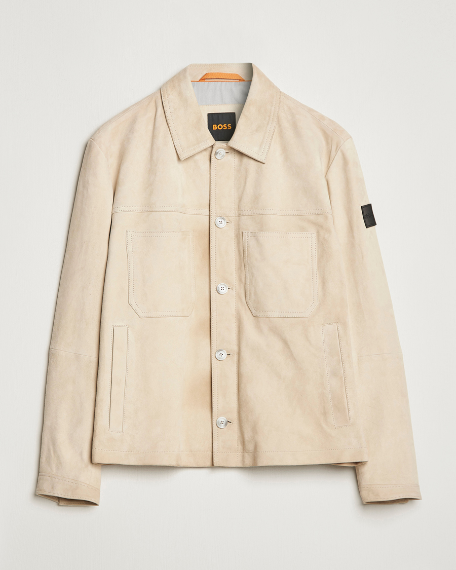 Uomini | Giacche | BOSS ORANGE | Jaked Suede Jacket Light Beige