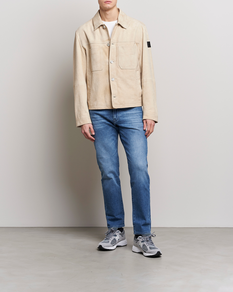 Uomini | Giacche | BOSS ORANGE | Jaked Suede Jacket Light Beige