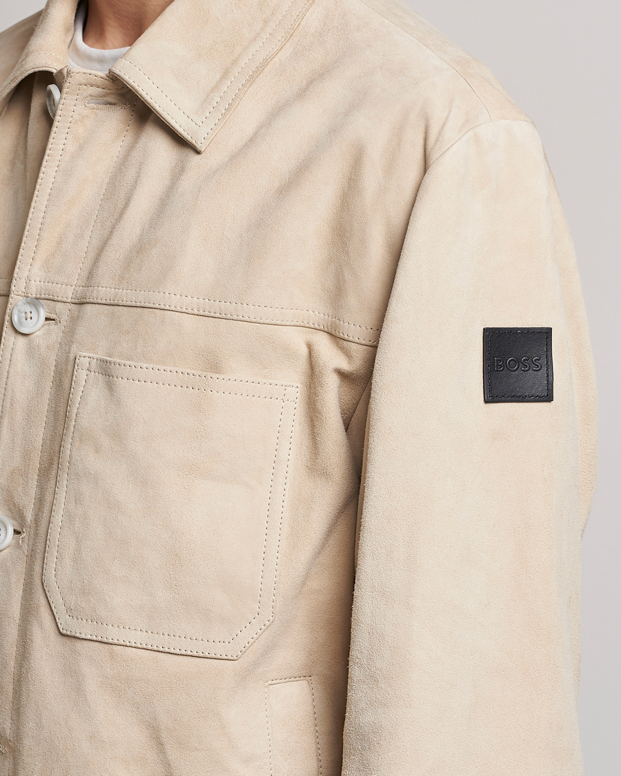 Uomini | Giacche | BOSS ORANGE | Jaked Suede Jacket Light Beige