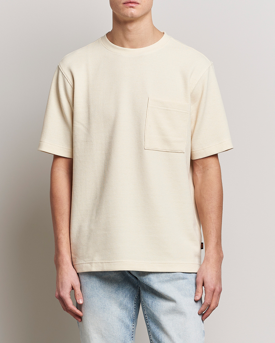 Uomini | T-shirt | BOSS ORANGE | Tempesto Knitted Crew Neck T-Shirt Light Beige