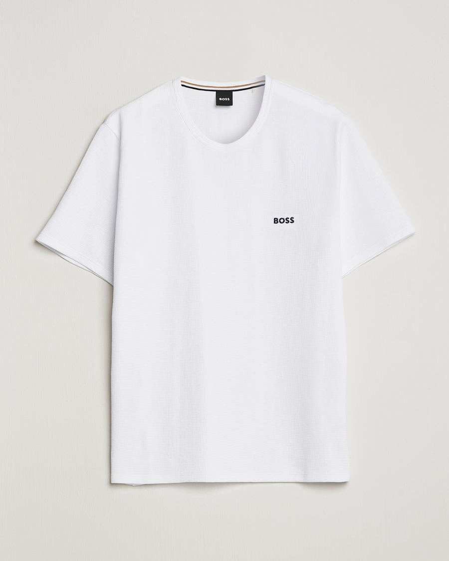 Uomini | T-shirt | BOSS BLACK | Waffle Logo Crew Neck T-Shirt Open White
