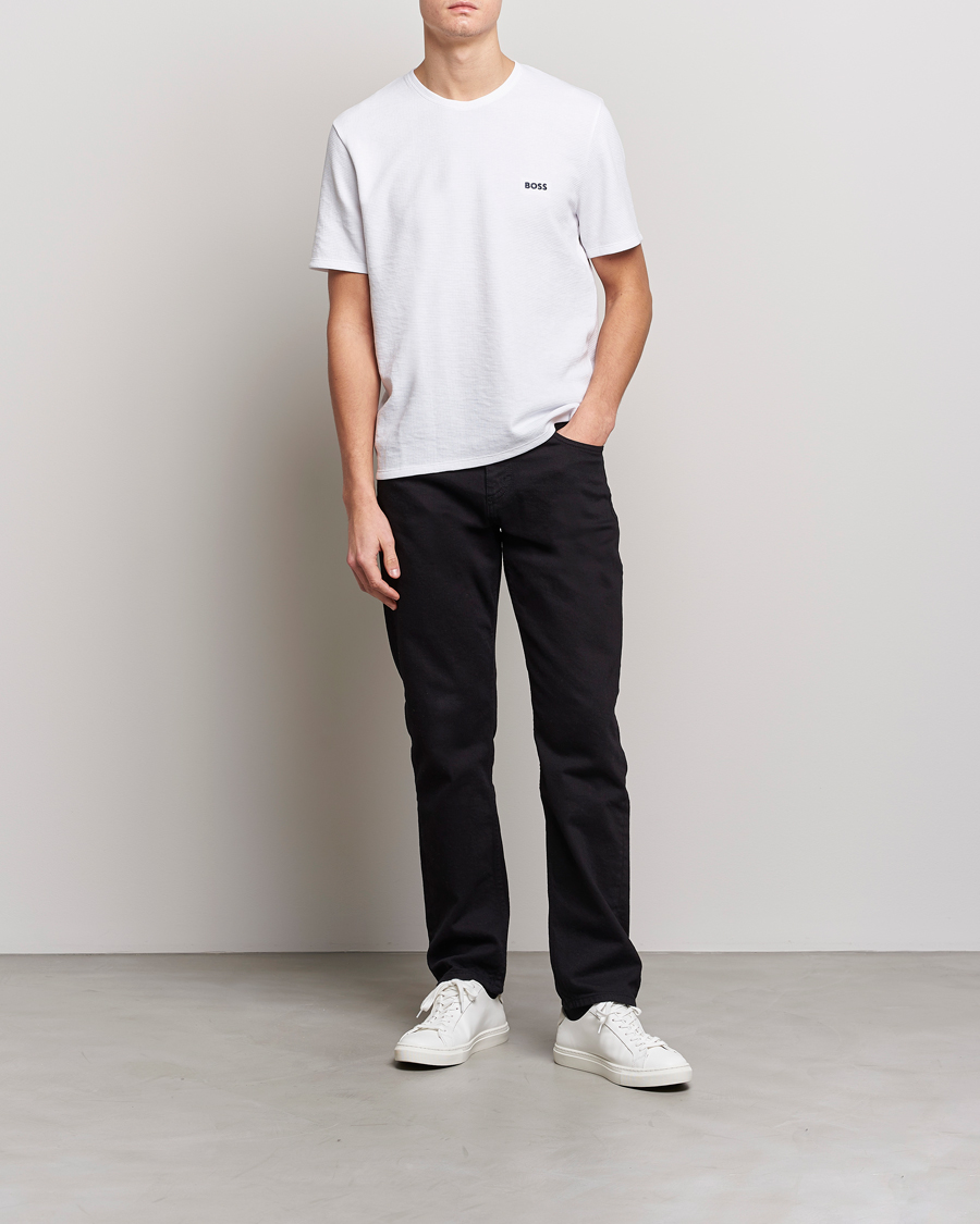 Uomini | T-shirt | BOSS BLACK | Waffle Logo Crew Neck T-Shirt Open White