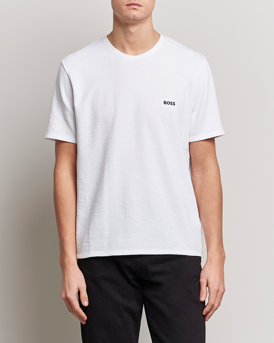 Uomini | T-shirt | BOSS BLACK | Waffle Logo Crew Neck T-Shirt Open White