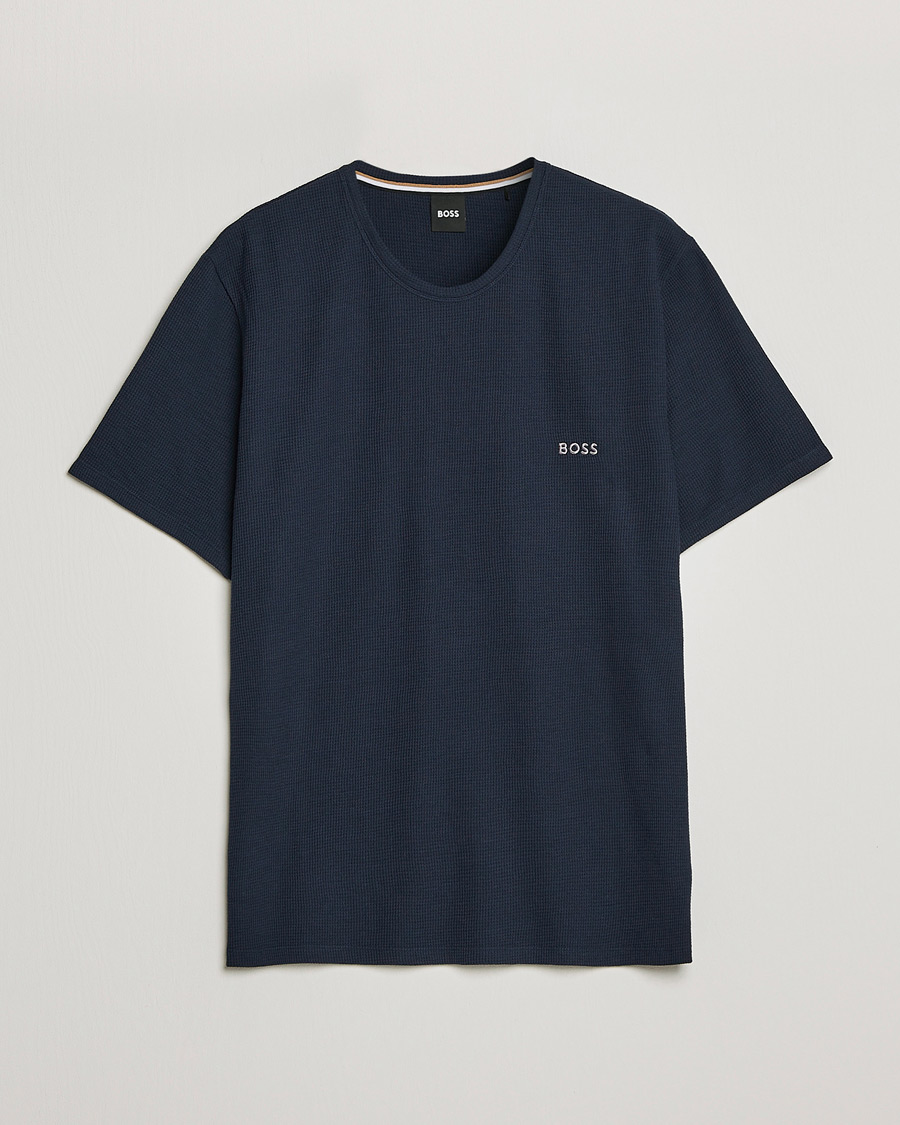 Uomini | T-shirt | BOSS BLACK | Waffle Logo Crew Neck T-Shirt Dark Blue