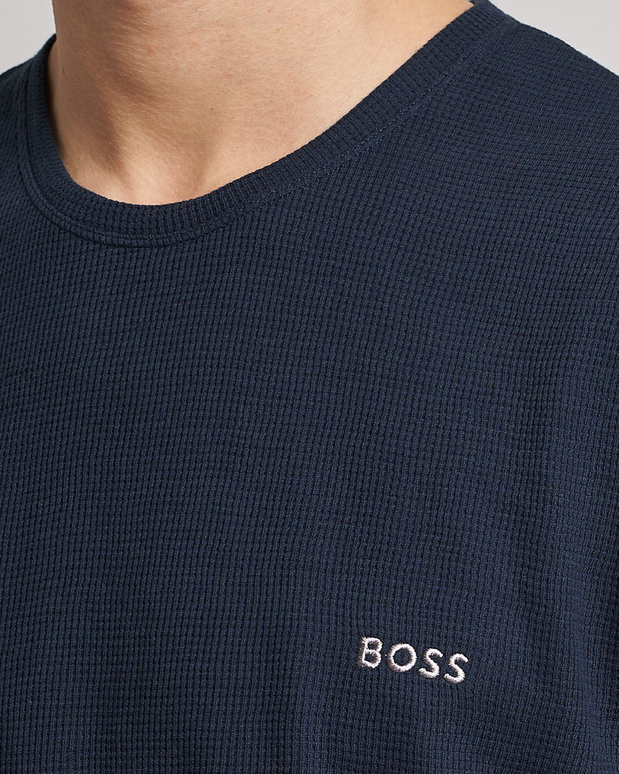 Uomini | T-shirt | BOSS BLACK | Waffle Logo Crew Neck T-Shirt Dark Blue