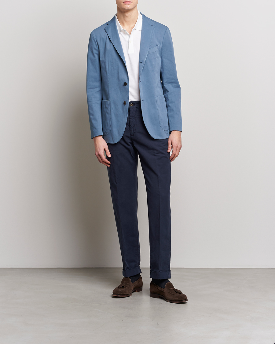 Uomini | Pantaloni | Incotex | Regular Fit Cotton Stretch Slacks Navy