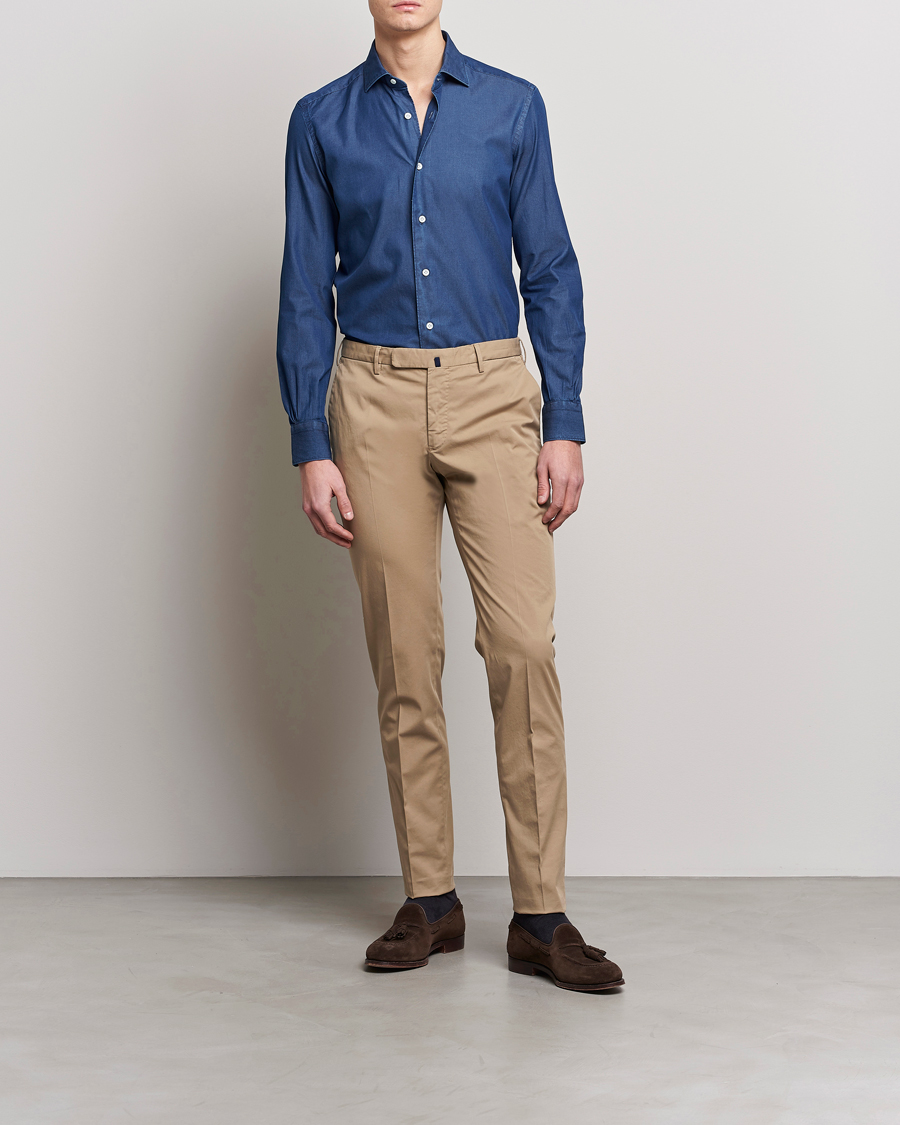 Uomini | Pantaloni | Incotex | Slim Fit Comfort Chinos Beige