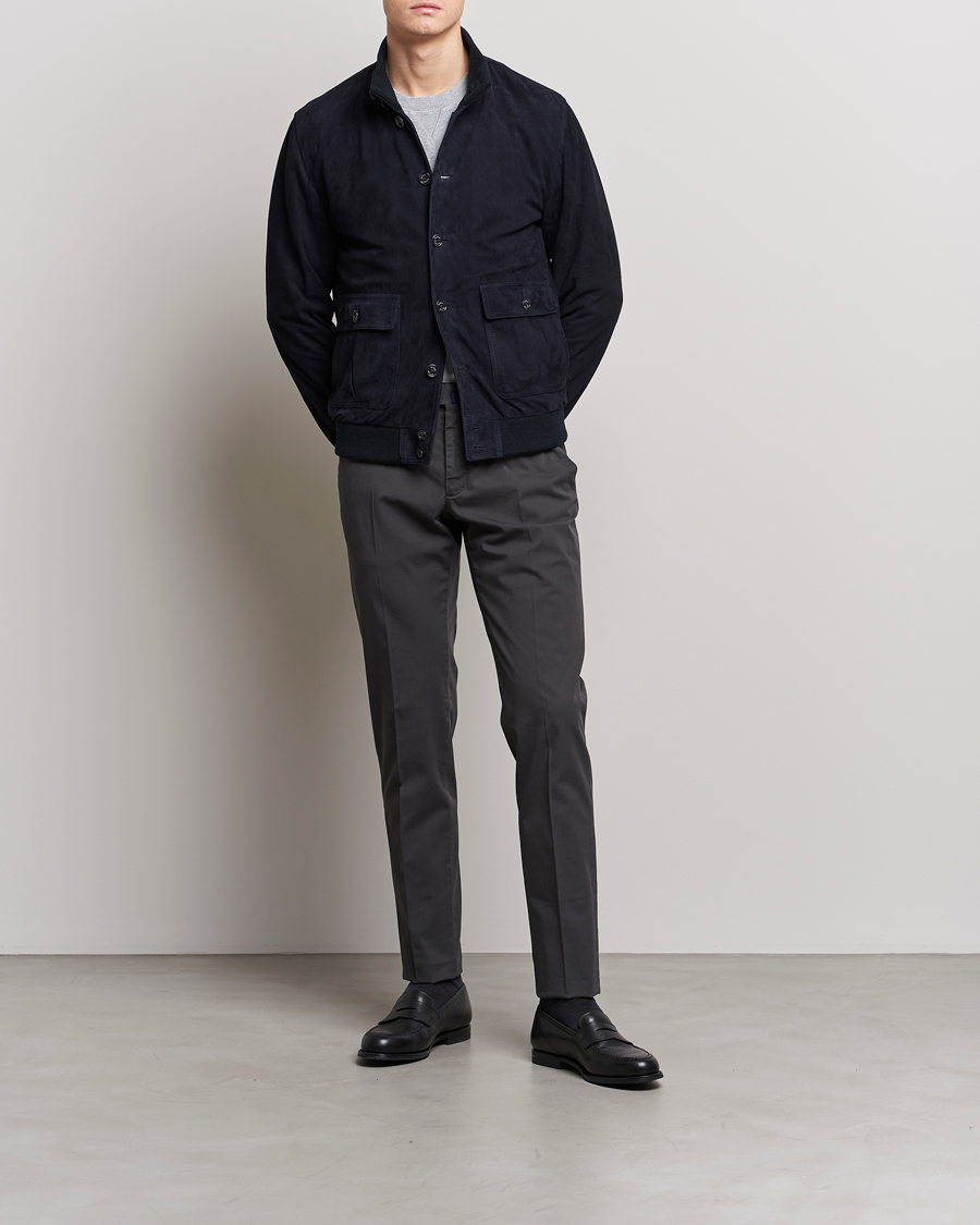 Uomini | Pantaloni | Incotex | Slim Fit Comfort Chinos Charcoal