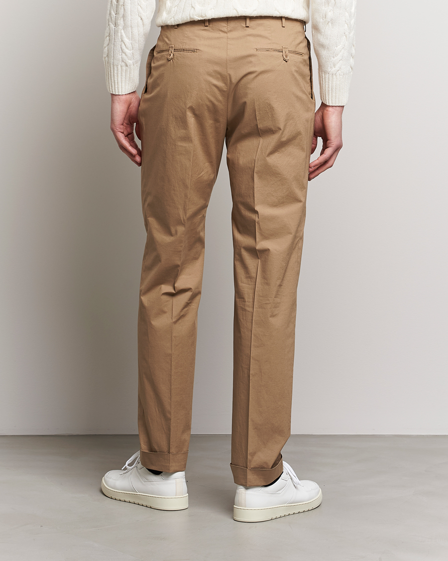 Uomini | Pantaloni | Incotex | Carrot Fit Popelino Lightweight Cotton Trousers Khaki