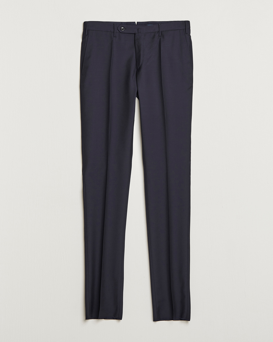 Uomini | Pantaloni | Incotex | Slim Fit Tropical Wool Trousers Navy