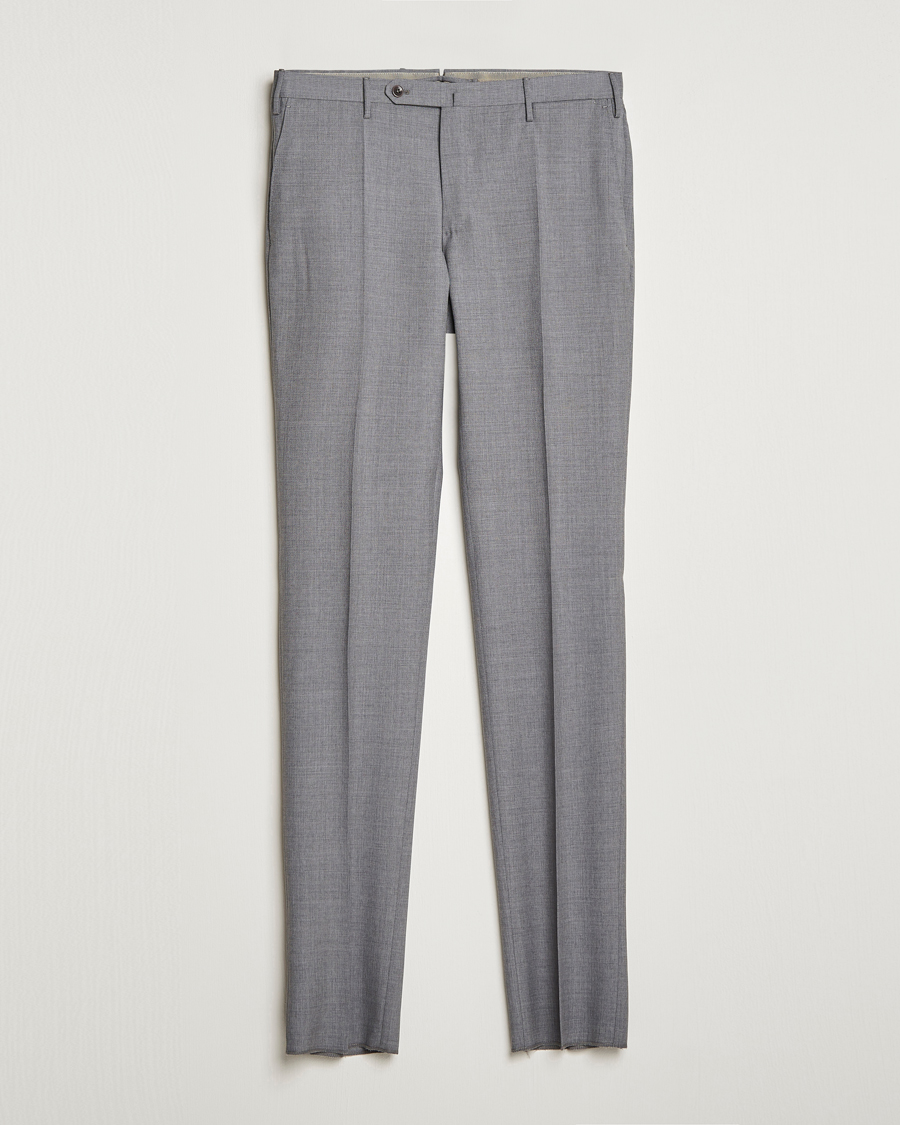 Uomini | Pantaloni | Incotex | Slim Fit Tropical Wool Trousers Light Grey