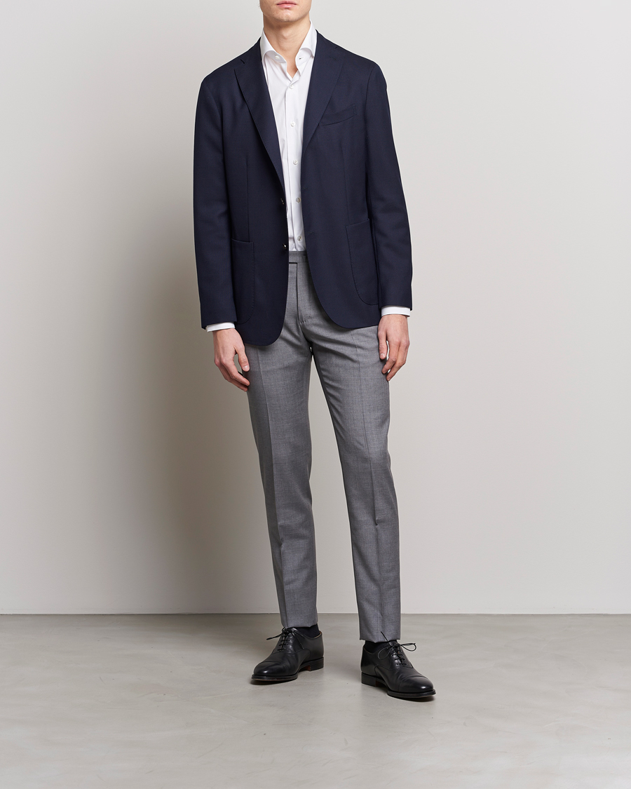 Uomini | Pantaloni | Incotex | Slim Fit Tropical Wool Trousers Light Grey
