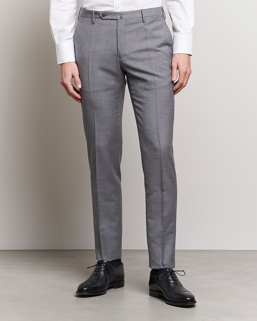 Uomini | Pantaloni | Incotex | Slim Fit Tropical Wool Trousers Light Grey