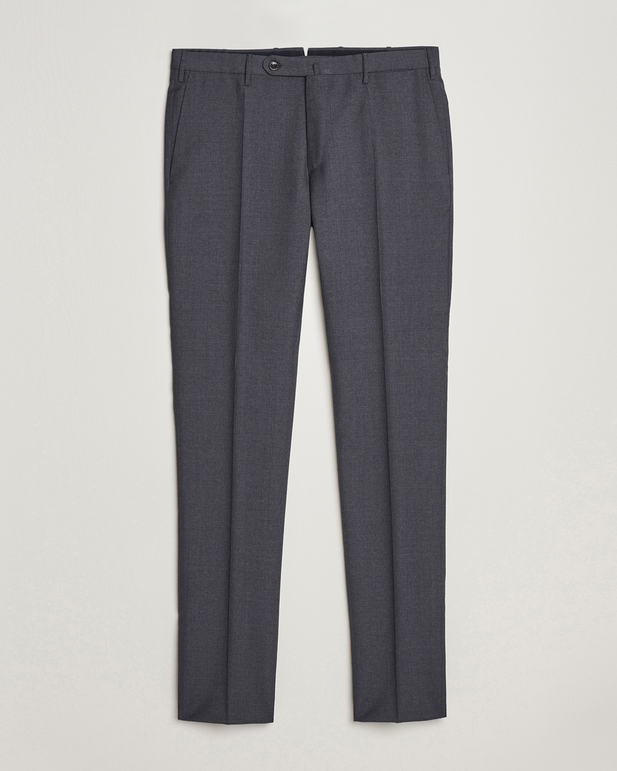 Uomini | Pantaloni | Incotex | Slim Fit Tropical Wool Trousers Dark Grey