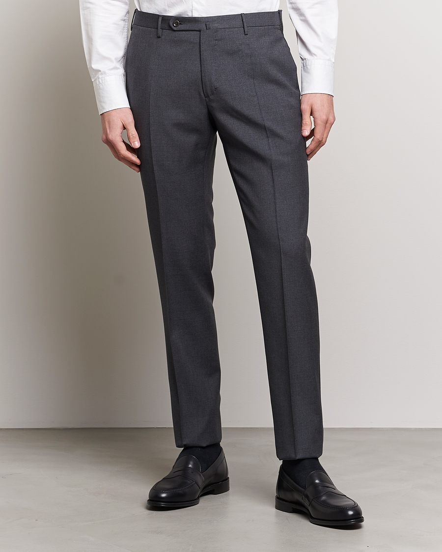 Uomini | Pantaloni | Incotex | Slim Fit Tropical Wool Trousers Dark Grey