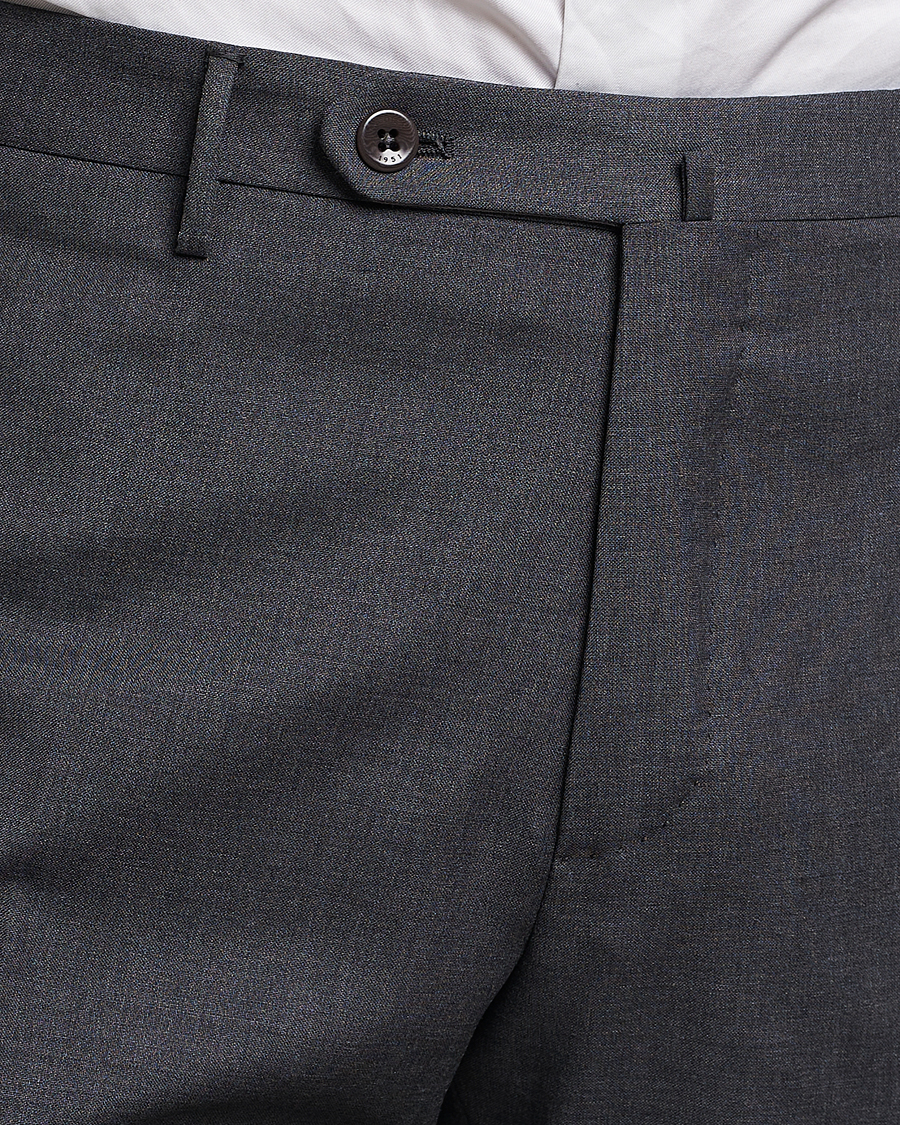 Uomini | Pantaloni | Incotex | Slim Fit Tropical Wool Trousers Dark Grey