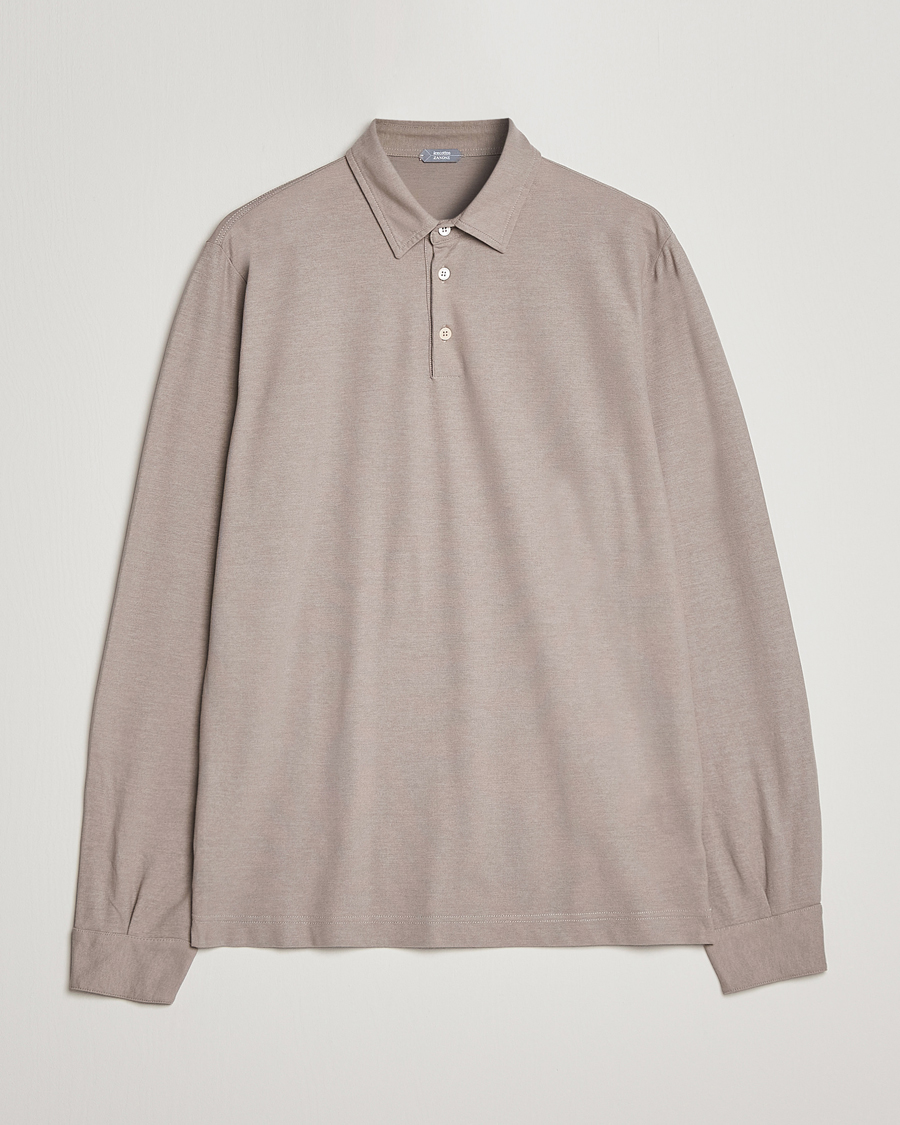 Uomini | Maglieria | Zanone | Ice Cotton Long Sleeve Polo Beige